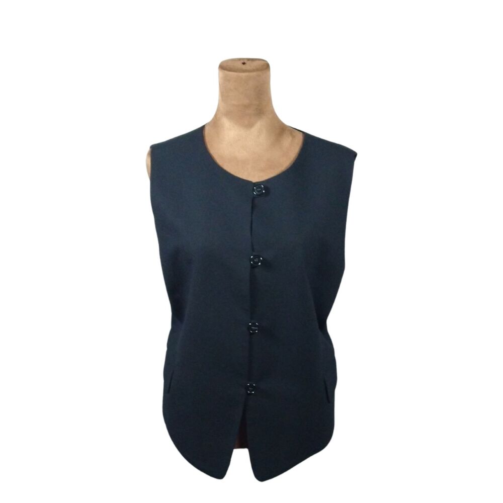 Vintage Wool Vest Women’s L – Winter Fashion Solid Black Giorgio Sant’Angelo